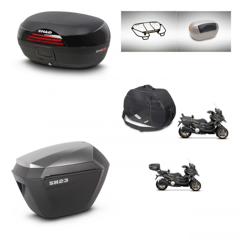 SHAD SH23 alu suitcases + mounting bracket SH46 trunk accessories 45 L KIT-477853