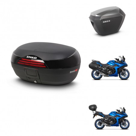 SHAD SH23 alu suitcases + mounting bracket SH46 trunk 45 L KIT-477865