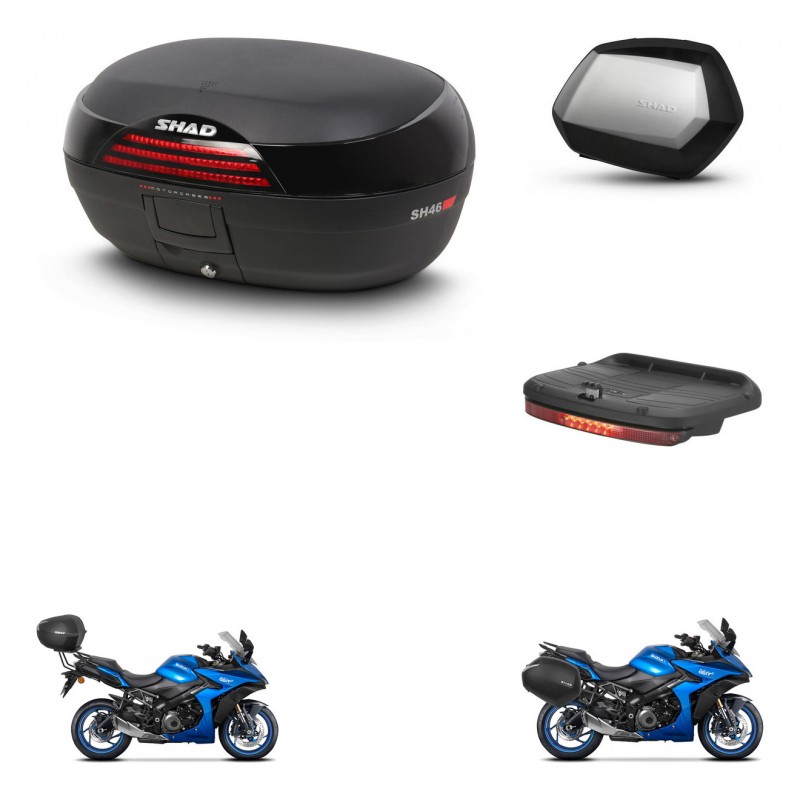 SHAD Maletas SH35 PREMIUM + soporte montaje baul SH46 accesorios 45 L KIT-477869