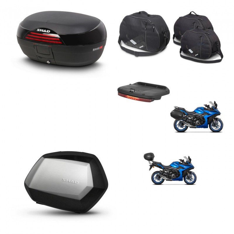 SHAD Maletas SH35 PREMIUM + soporte montaje baul SH46 accesorios 45 L KIT-477882