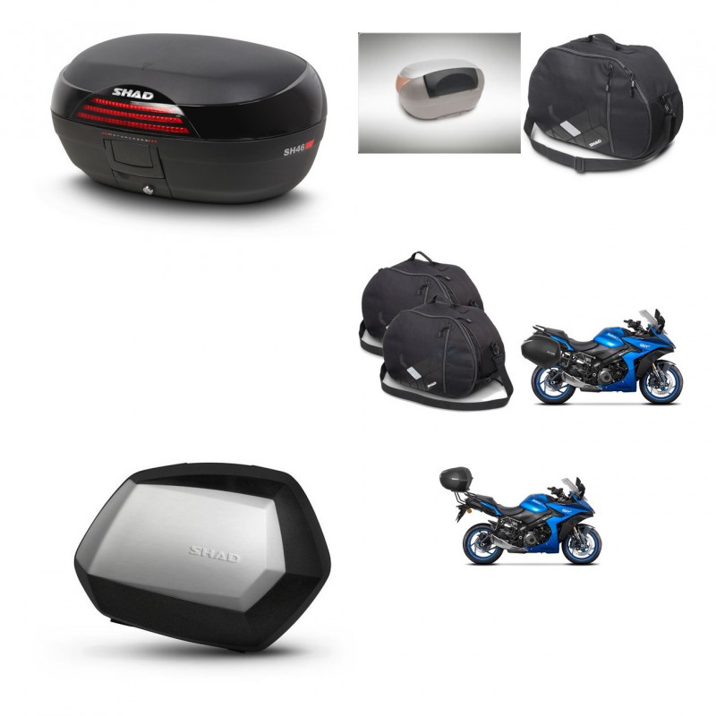 SHAD Maletas SH35 PREMIUM + soporte montaje baul SH46 accesorios 45 L KIT-477900