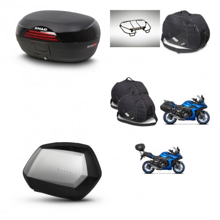 SHAD Maletas SH35 PREMIUM + soporte montaje baul SH46 accesorios 45 L KIT-477924