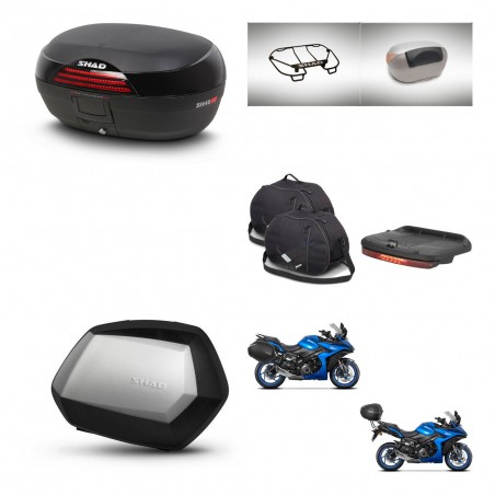 SHAD Maletas SH35 PREMIUM + soporte montaje baul SH46 accesorios 45 L KIT-477942