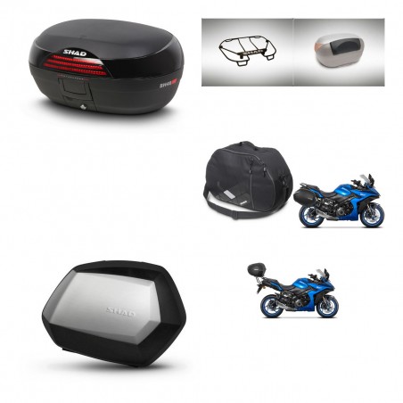 SHAD Maletas SH35 PREMIUM + soporte montaje baul SH46 accesorios 45 L KIT-477947