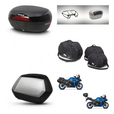 SHAD Maletas SH35 PREMIUM + soporte montaje baul SH46 accesorios 45 L KIT-477948