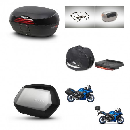 SHAD Maletas SH35 PREMIUM + soporte montaje baul SH46 accesorios 45 L KIT-477953