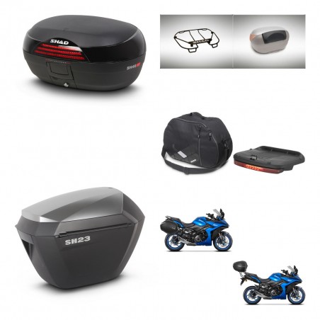 SHAD SH23 alu suitcases + mounting bracket SH46 trunk accessories 45 L KIT-477955