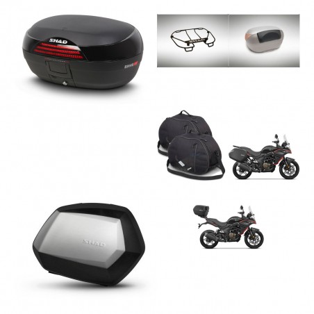 SHAD Maletas SH35 PREMIUM + soporte montaje baul SH46 accesorios 45 L KIT-480673