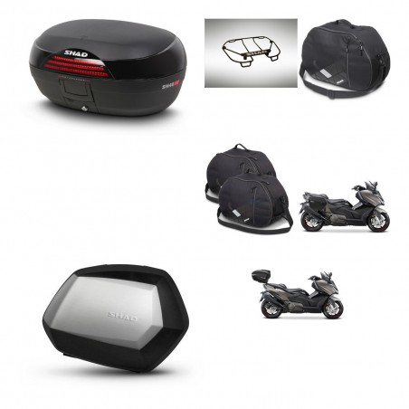 SHAD Maletas SH35 PREMIUM + soporte montaje baul SH46 accesorios 45 L KIT-480949