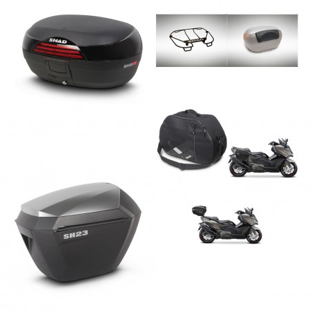 SHAD Maletas sh23 alu + soporte montaje baul SH46 accesorios 45 L KIT-480974