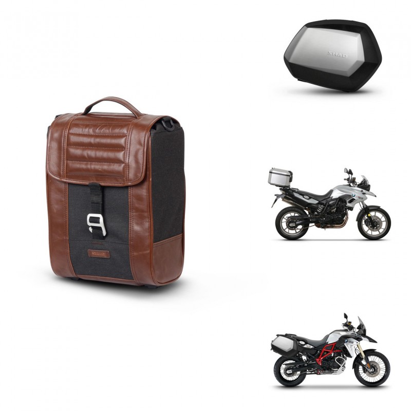 SHAD Maletas SH35 PREMIUM + soporte montaje Baul maleta SR38 CAFE RACER STYLE 1U KIT-481086