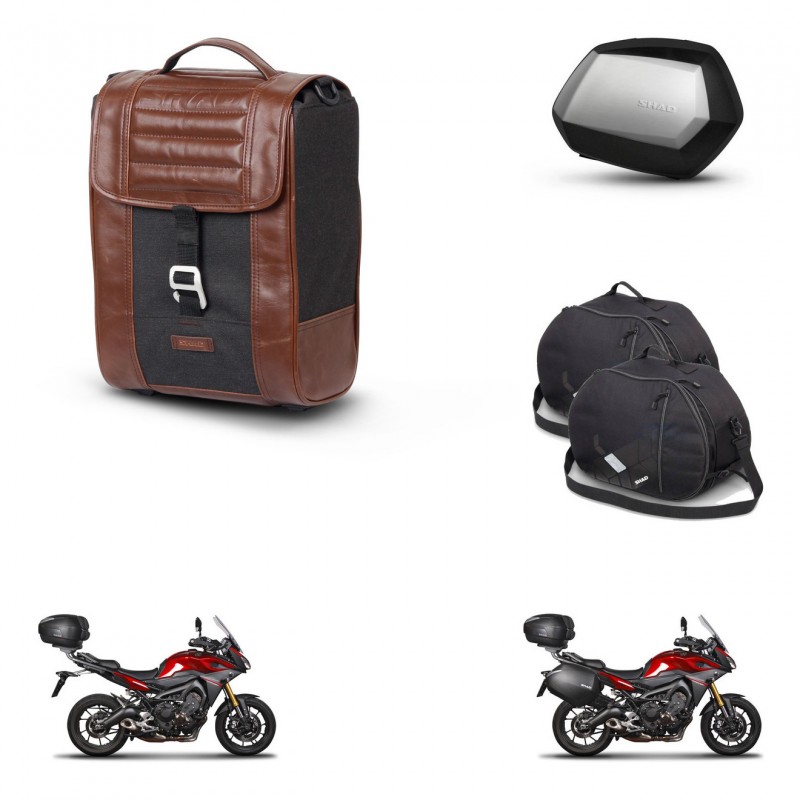 SHAD Maletas SH35 PREMIUM + soporte montaje Baul maleta accesorios SR38 CAFE RACER STYLE 1U KIT-481111