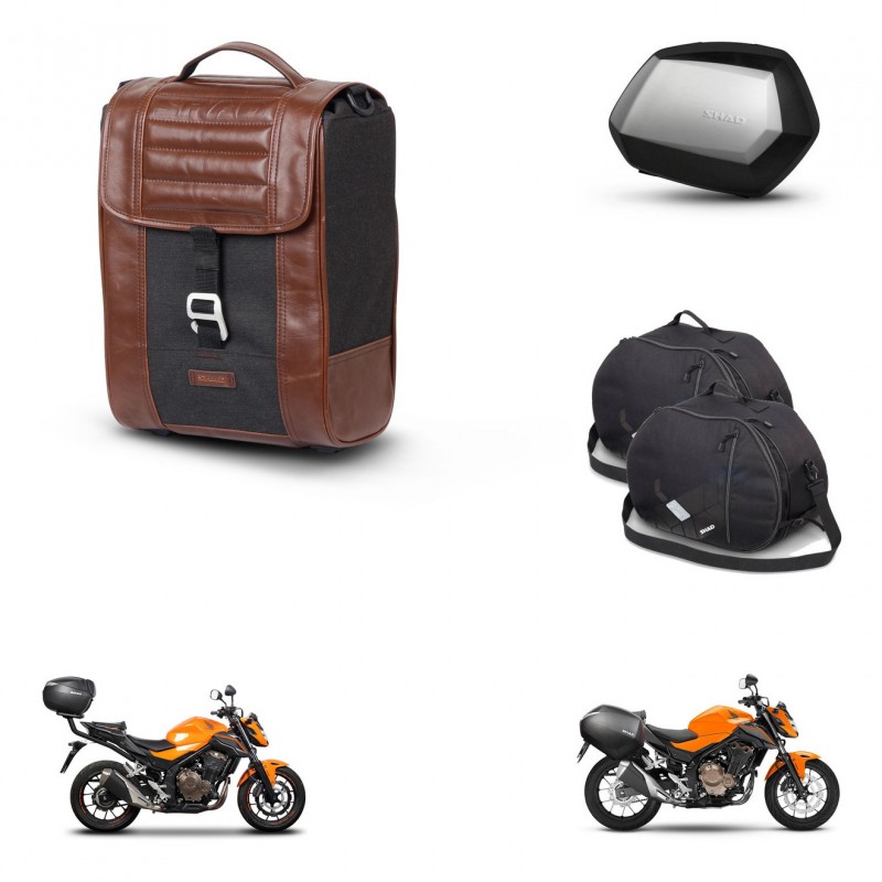 SHAD Maletas SH35 PREMIUM + soporte montaje Baul maleta accesorios SR38 CAFE RACER STYLE 1U KIT-481123