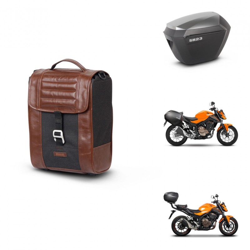 SHAD Maletas sh23 alu + soporte montaje Baul maleta SR38 CAFE RACER STYLE 1U KIT-481124