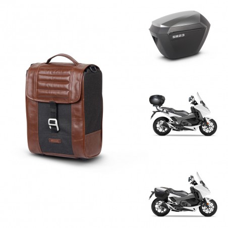 SHAD Maletas sh23 alu + soporte montaje Baul maleta SR38 CAFE RACER STYLE 1U KIT-481130