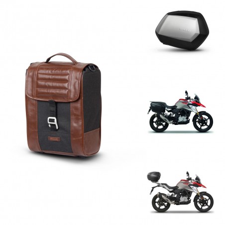 SHAD Maletas SH35 PREMIUM + soporte montaje Baul maleta SR38 CAFE RACER STYLE 1U KIT-481188