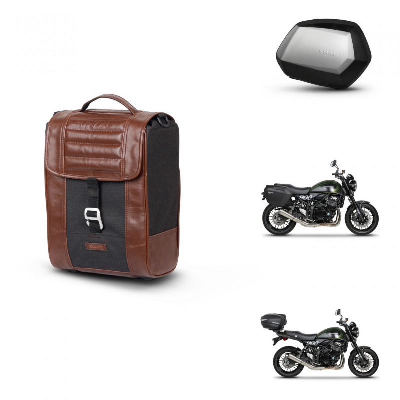 SHAD Maletas SH35 PREMIUM + soporte montaje Baul maleta SR38 CAFE RACER STYLE 1U KIT-481206