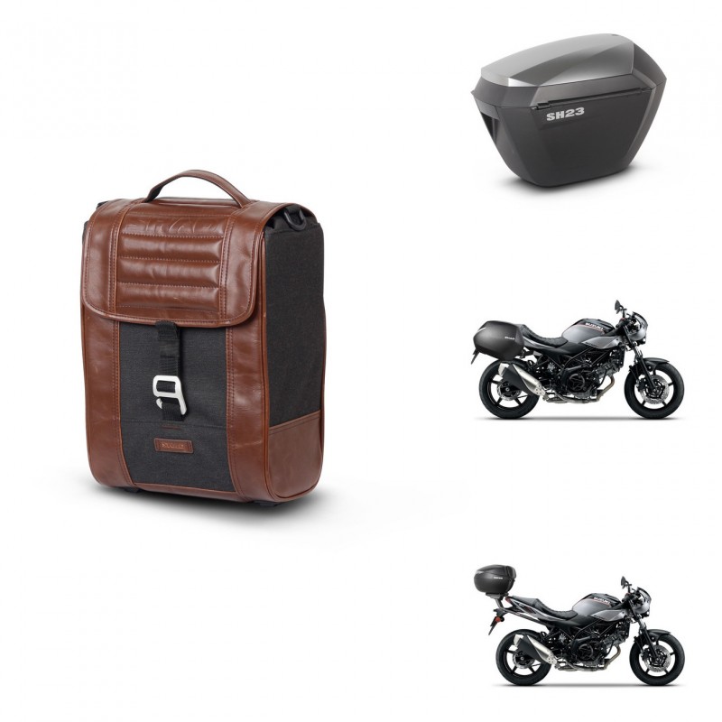 SHAD SH23 alu suitcases + mounting bracket suitcase trunk SR38 CAFE RACER STYLE 1U KIT-481214