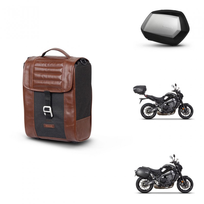 SHAD Maletas SH35 PREMIUM + soporte montaje Baul maleta SR38 CAFE RACER STYLE 1U KIT-481248