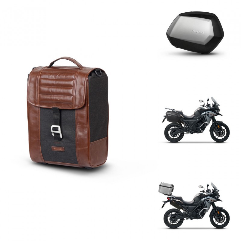 SHAD Maletas SH35 PREMIUM + soporte montaje Baul maleta SR38 CAFE RACER STYLE 1U KIT-481272