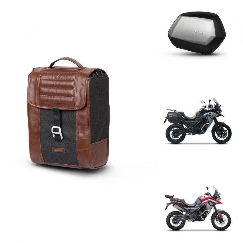 SHAD Maletas SH35 PREMIUM + soporte montaje Baul maleta SR38 CAFE RACER STYLE 1U KIT-481290
