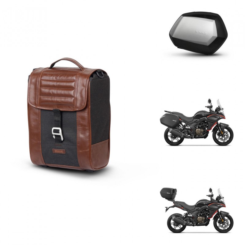 SHAD Maletas SH35 PREMIUM + soporte montaje Baul maleta SR38 CAFE RACER STYLE 1U KIT-481302