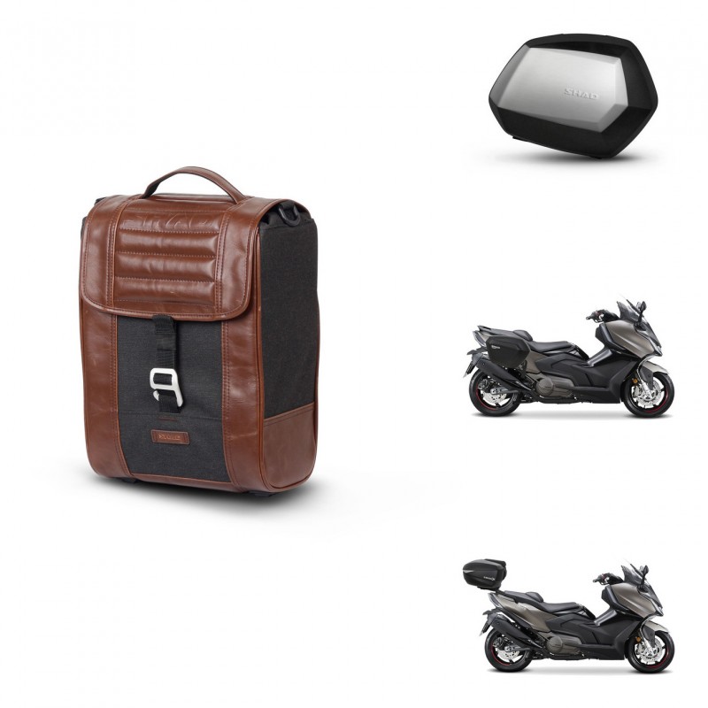 SHAD Maletas SH35 PREMIUM + soporte montaje Baul maleta SR38 CAFE RACER STYLE 1U KIT-481320