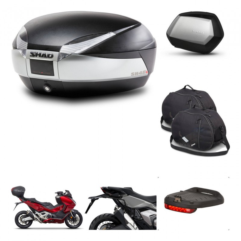 SHAD Maletas SH35 PREMIUM + soporte montaje baul SH48 accesorios TITANIUM KIT-481339