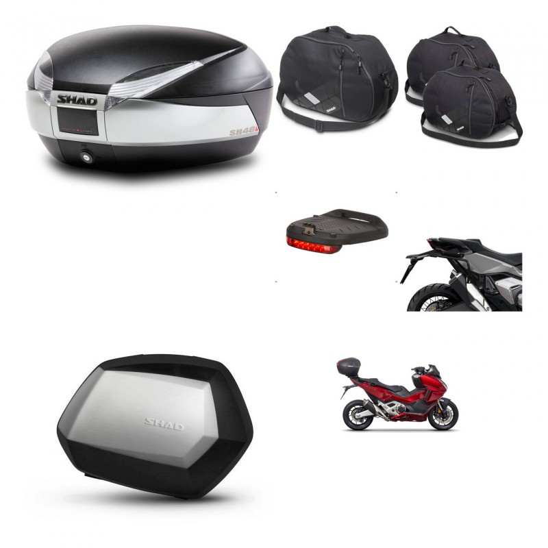 SHAD Maletas SH35 PREMIUM + soporte montaje baul SH48 accesorios TITANIUM KIT-481351