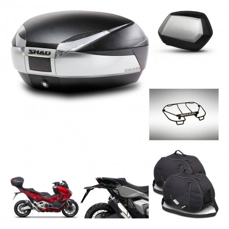 SHAD Maletas SH35 PREMIUM + soporte montaje baul SH48 accesorios TITANIUM KIT-481357