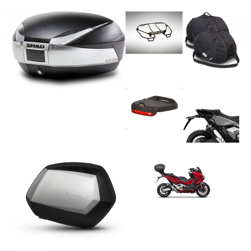 SHAD Maletas SH35 PREMIUM + soporte montaje baul SH48 accesorios TITANIUM KIT-481363