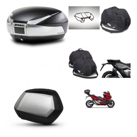 SHAD Maletas SH35 PREMIUM + soporte montaje baul SH48 accesorios TITANIUM KIT-481369