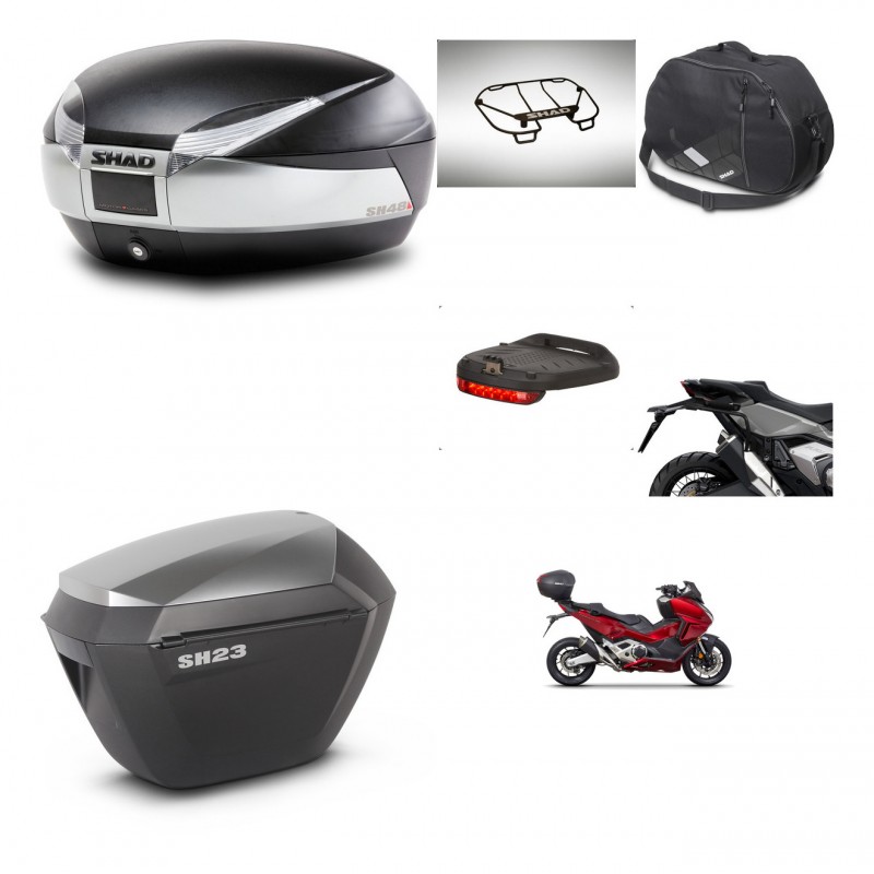 SHAD Maletas sh23 alu + soporte montaje baul SH48 accesorios TITANIUM PREMIUM KIT-481376