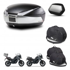 SHAD SH35 PREMIUM suitcases + mounting bracket SH48 trunk accessories TITANIUM KIT-481393