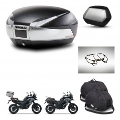 SHAD Maletas SH35 PREMIUM + soporte montaje baul SH48 accesorios TITANIUM KIT-481405
