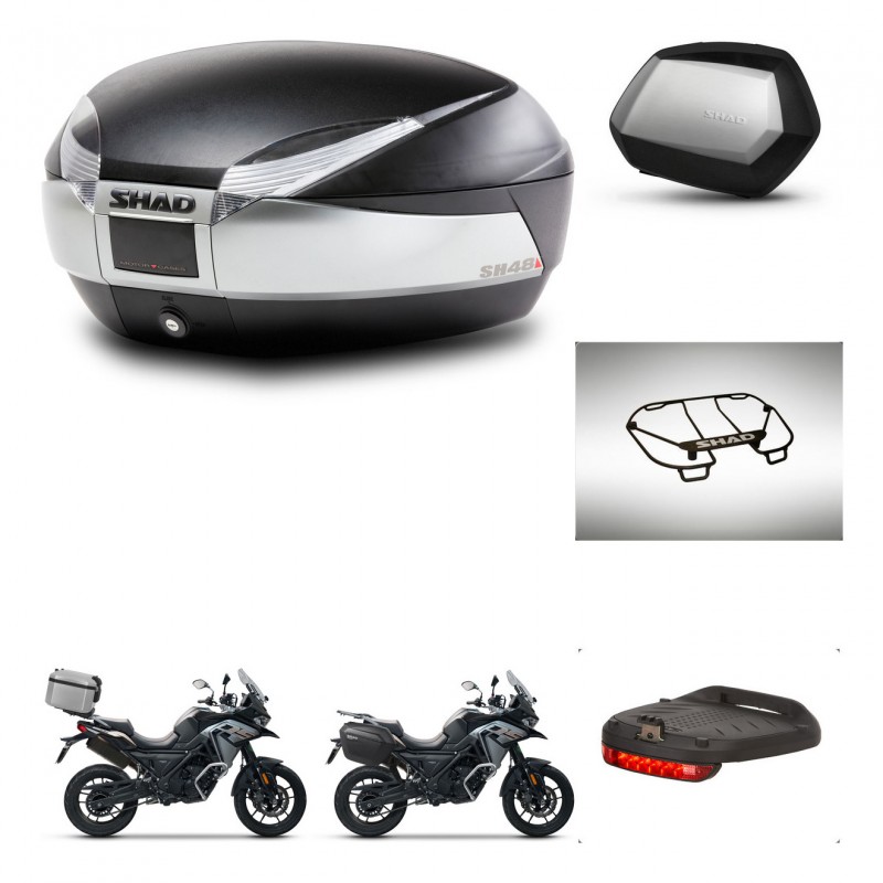 SHAD SH35 PREMIUM suitcases + mounting bracket SH48 trunk accessories TITANIUM KIT-481410