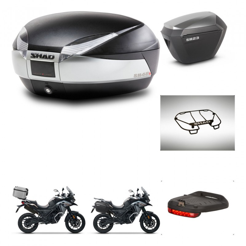SHAD SH23 alu suitcases + mounting bracket SH48 trunk accessories TITANIUM PREMIUM KIT-481412