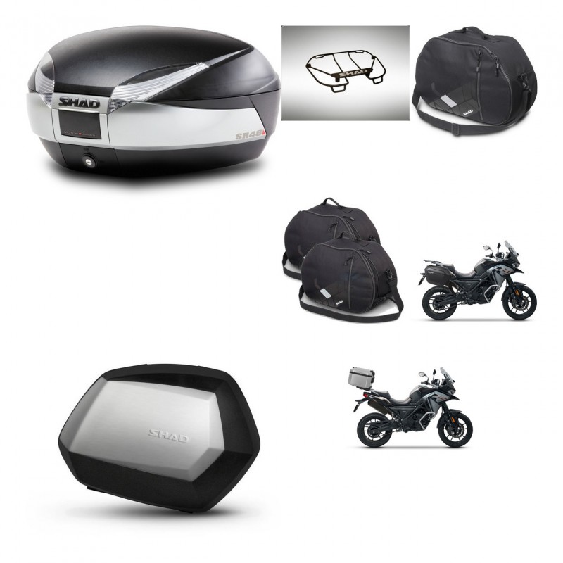 SHAD SH35 PREMIUM suitcases + mounting bracket SH48 trunk accessories TITANIUM KIT-481417