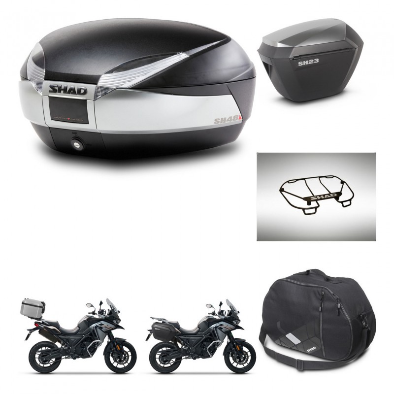 SHAD SH23 alu suitcases + mounting bracket SH48 trunk accessories TITANIUM PREMIUM KIT-481418