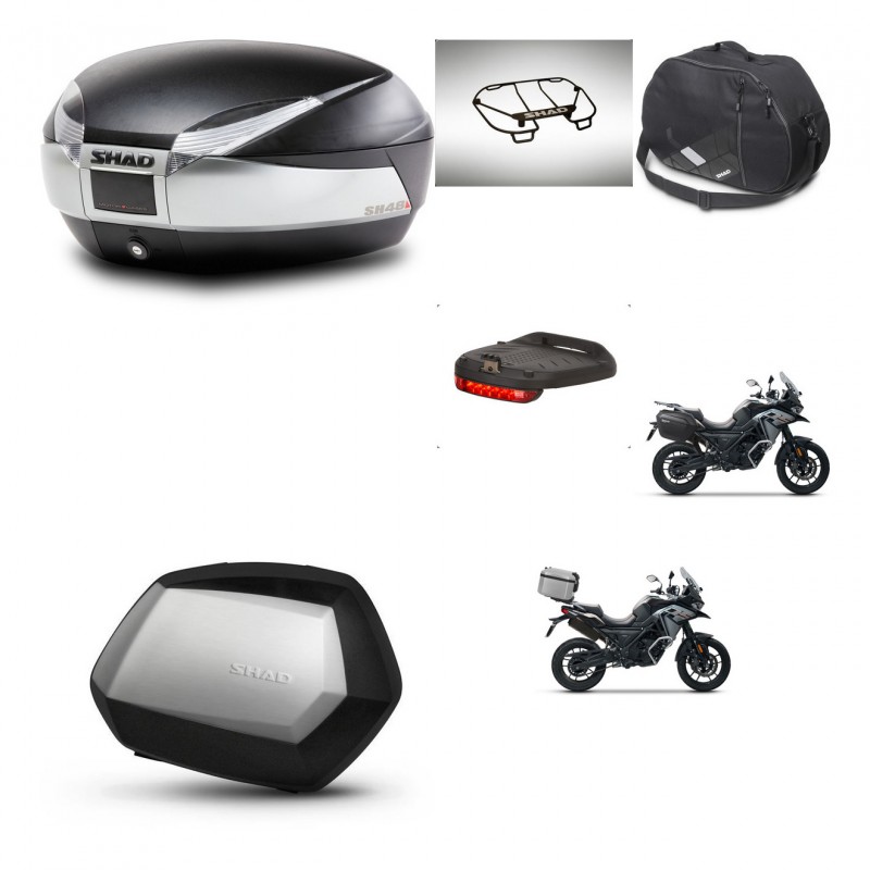 SHAD SH35 PREMIUM suitcases + mounting bracket SH48 trunk accessories TITANIUM KIT-481422