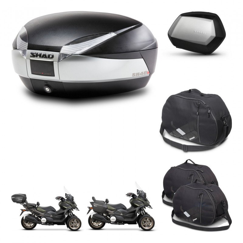 SHAD SH35 PREMIUM suitcases + mounting bracket SH48 trunk accessories TITANIUM KIT-481441