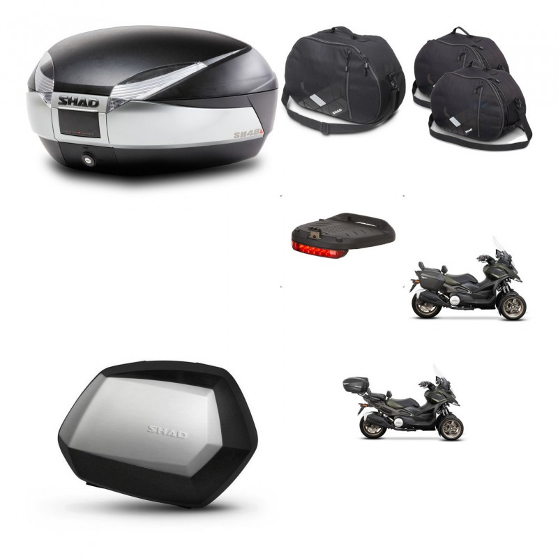 SHAD Maletas SH35 PREMIUM + soporte montaje baul SH48 accesorios TITANIUM KIT-481447
