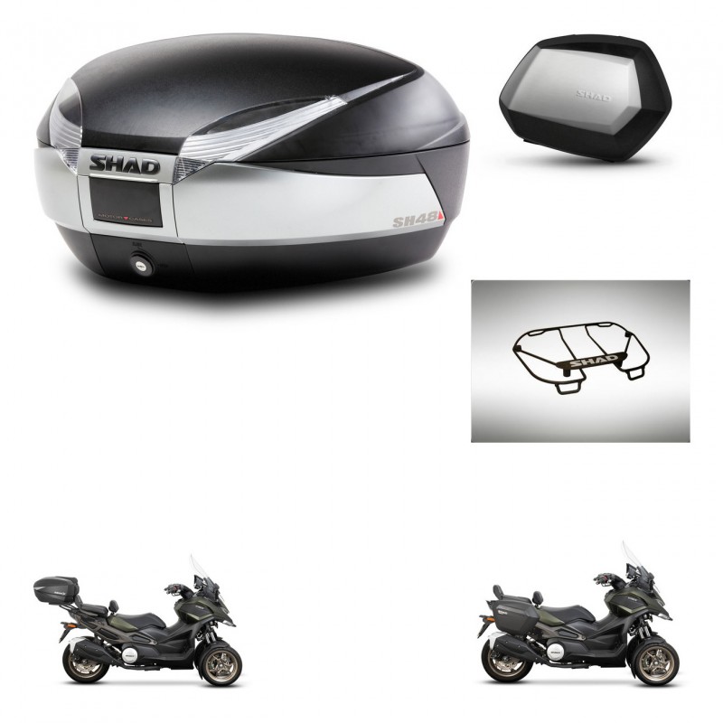 SHAD SH35 PREMIUM suitcases + mounting bracket SH48 trunk accessories TITANIUM KIT-481452