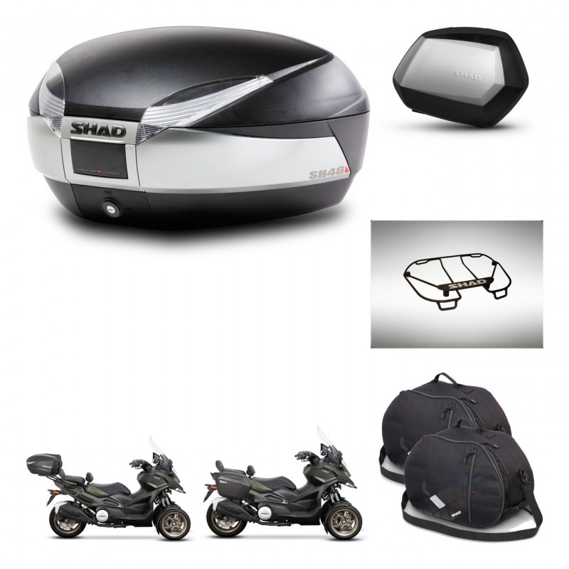 SHAD SH35 PREMIUM suitcases + mounting bracket SH48 trunk accessories TITANIUM KIT-481453