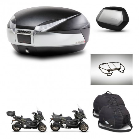 SHAD Maletas SH35 PREMIUM + soporte montaje baul SH48 accesorios TITANIUM KIT-481453