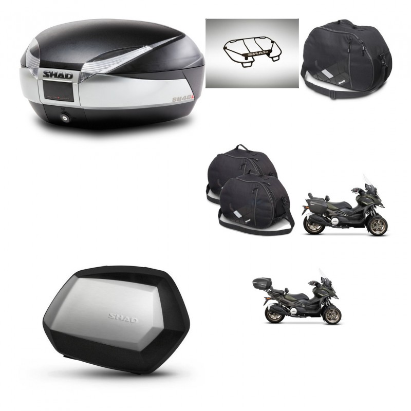 SHAD SH35 PREMIUM suitcases + mounting bracket SH48 trunk accessories TITANIUM KIT-481465