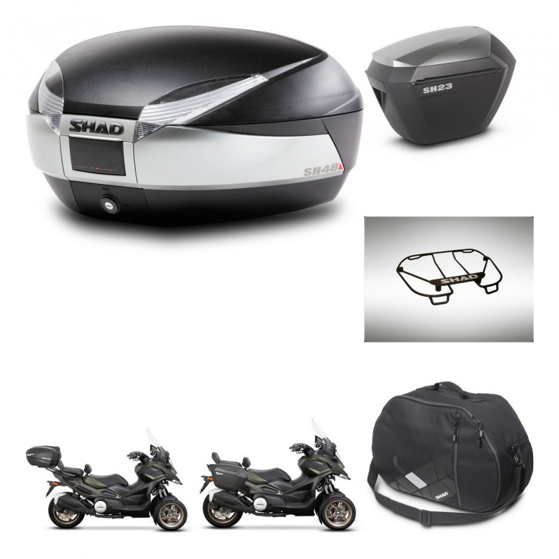 SHAD Maletas sh23 alu + soporte montaje baul SH48 accesorios TITANIUM PREMIUM KIT-481466