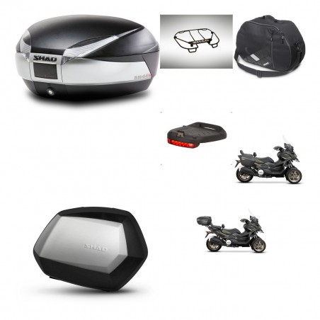 SHAD Maletas SH35 PREMIUM + soporte montaje baul SH48 accesorios TITANIUM KIT-481470