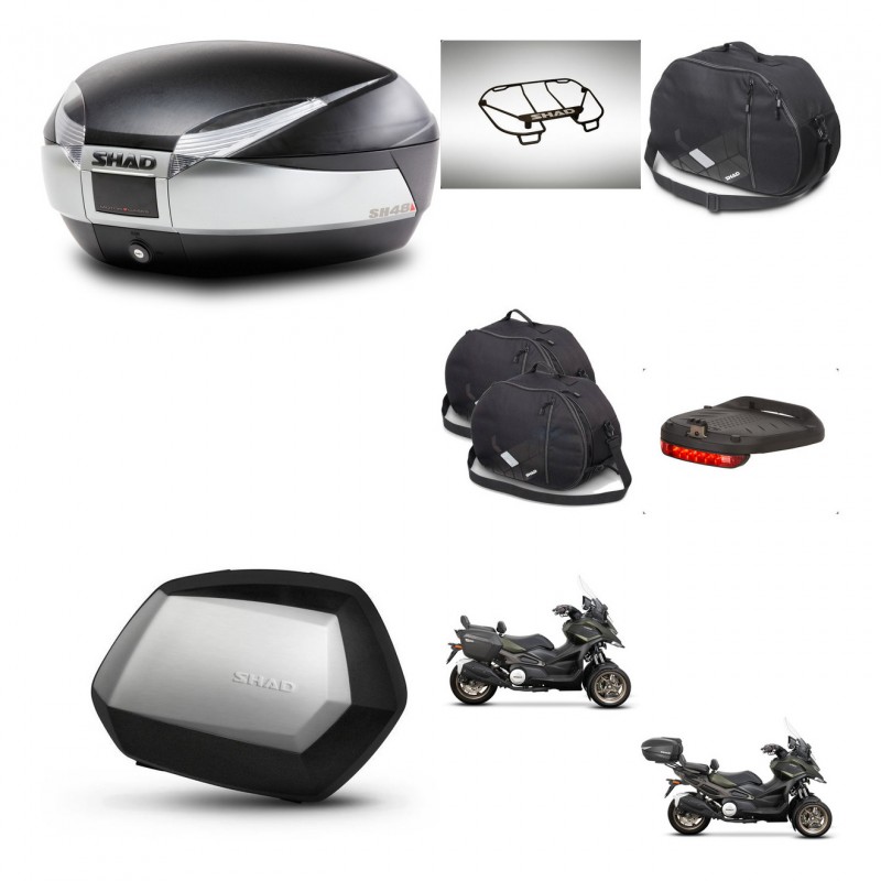 SHAD Maletas SH35 PREMIUM + soporte montaje baul SH48 accesorios TITANIUM KIT-481471