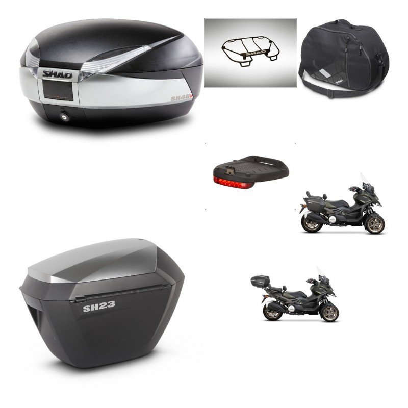 SHAD Maletas sh23 alu + soporte montaje baul SH48 accesorios TITANIUM PREMIUM KIT-481472